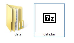 Step 3: Now you should have data folder and data.tar file in the folder.