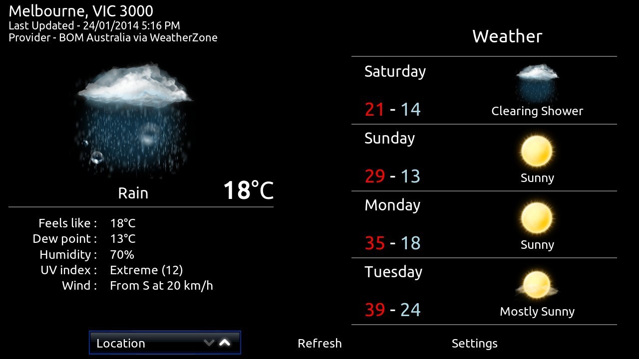 Weather screen