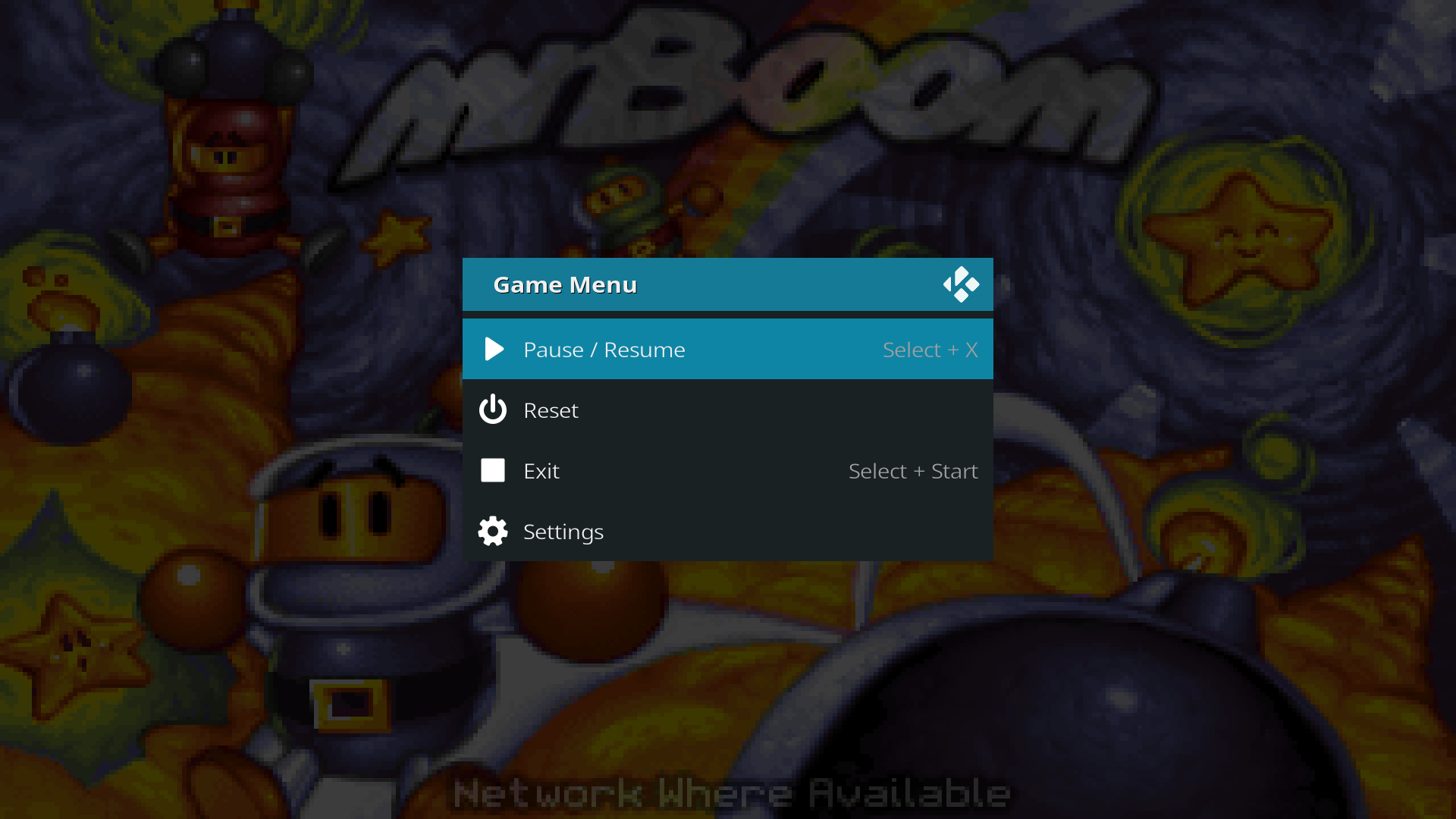 The in-game menu