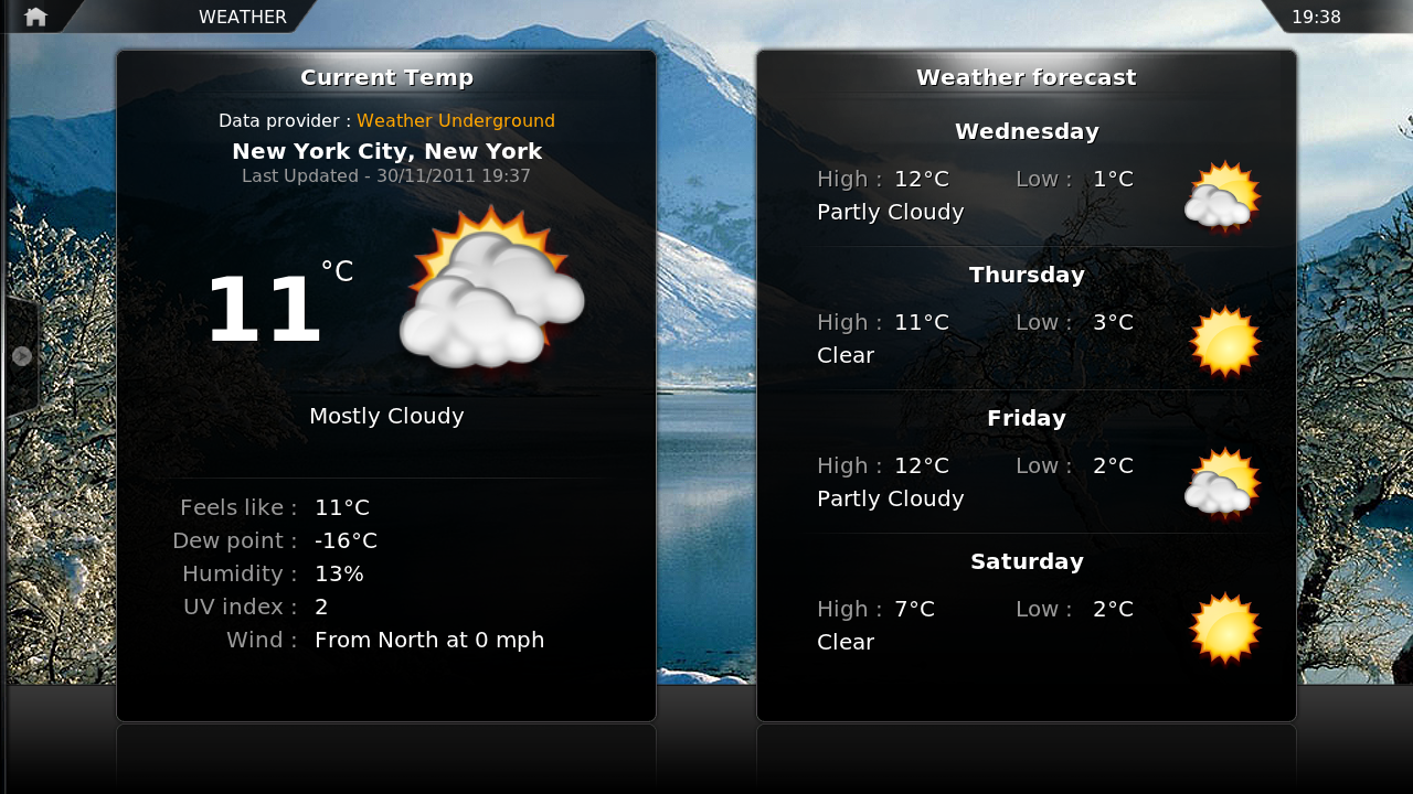 Step 3: From now on you'll be able to get your weather forecast by clicking on the weather tab in the Home Screen