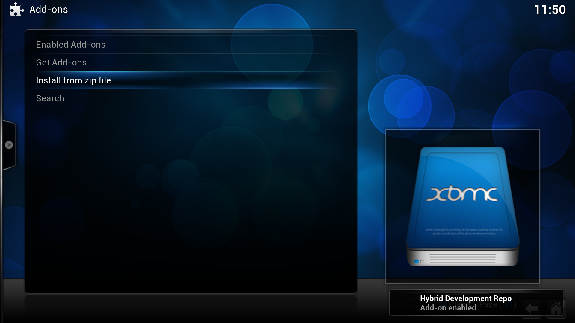 Step 3: In the bottom right, XBMC notifies when the add-on is installed and enabled.