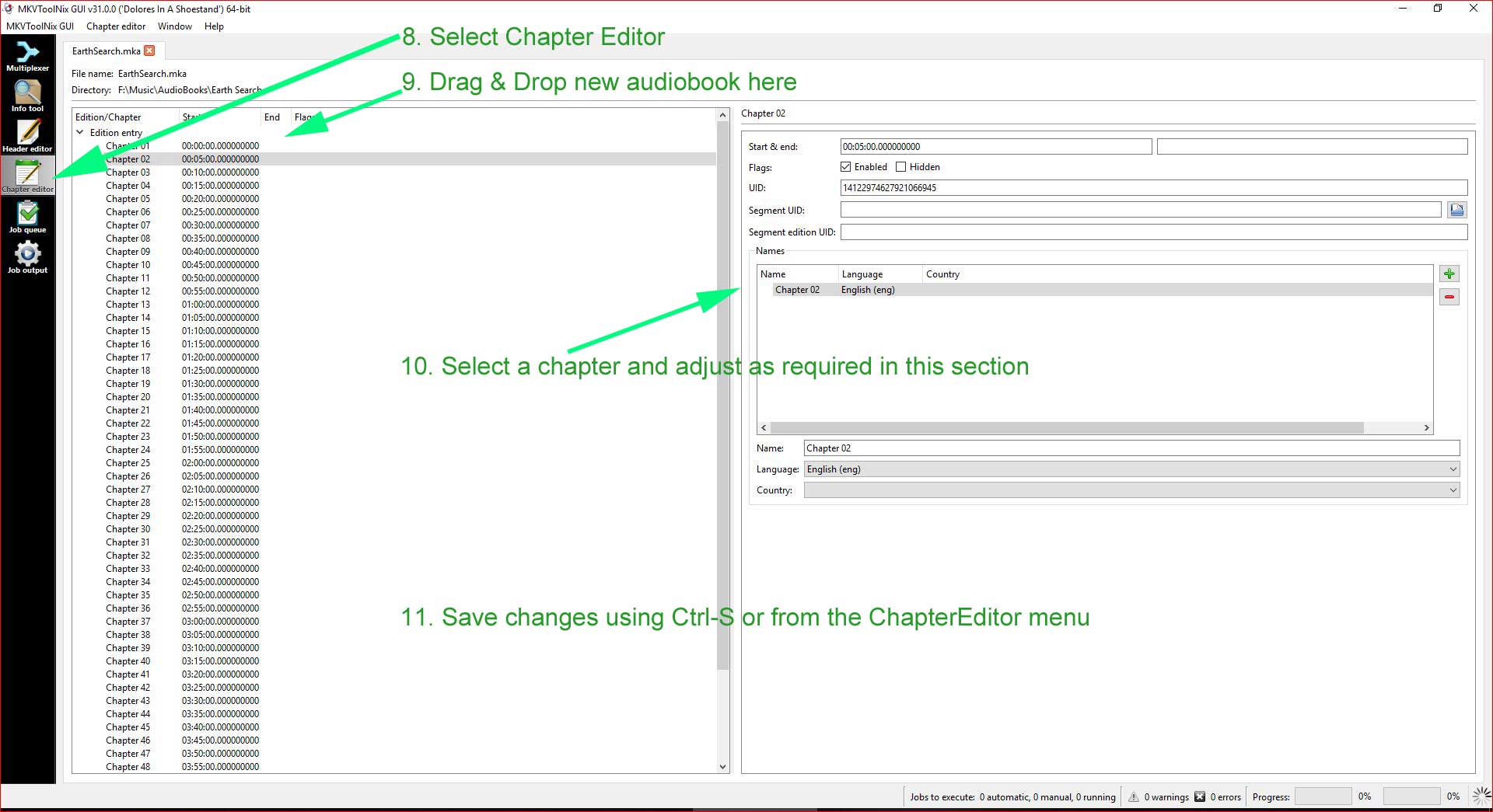 Image 3- Modifying chapters if required