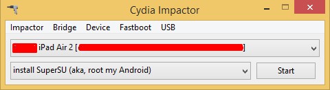 Step 3: Make sure that your iOS device is detected by Cydia Impactor. After that Drag and drop the Kodi.ipa file in Cydia Impactor.