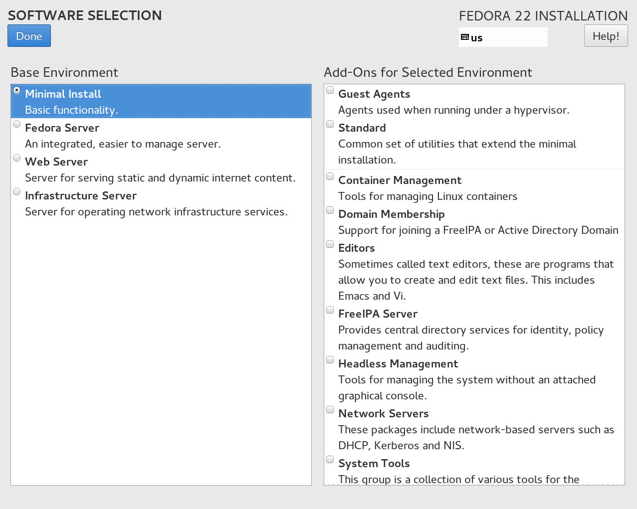 Software Selection Screen