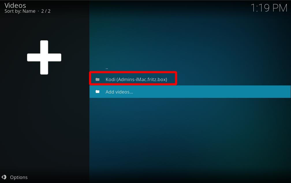 Step 10: Now, we're done and you will see the source added under the "Videos" location from the Kodi main menu. You should now be able to see the same video which are shown on the UPnP server.