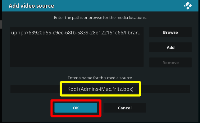 Step 9: If required, you can change the name of the Source. Either way, select OK