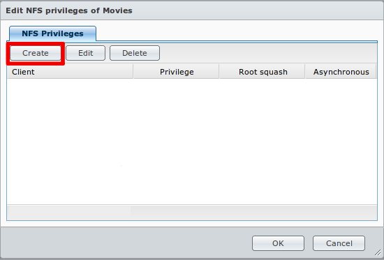 Step 7: Create privileges for the selected share