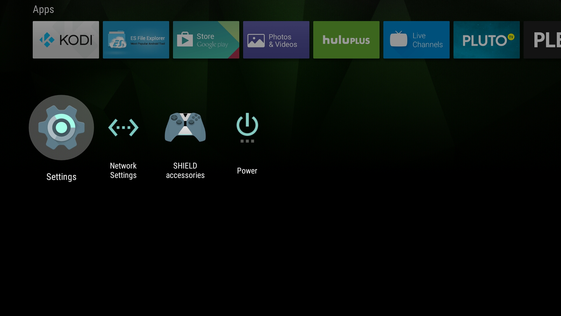 Step 1: From the Android TV launcher, scroll down to and select "Settings".