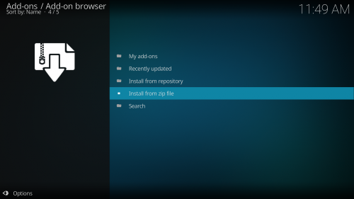 kodi install from zip file failed