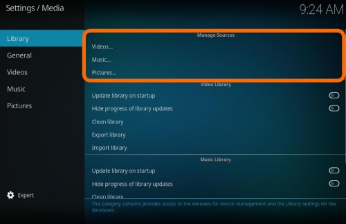 kodi clean library on startup